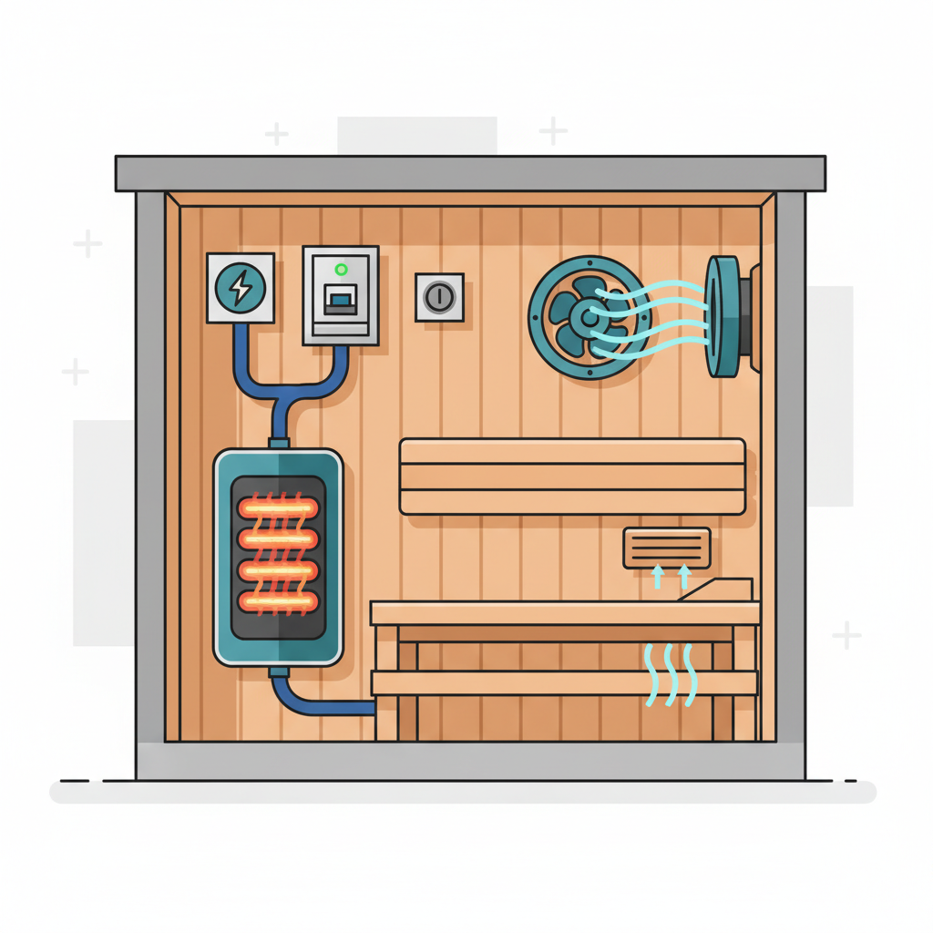 Illustration for Safe & Efficient Home Sauna: Understanding Electrical and Ventilation Needs
