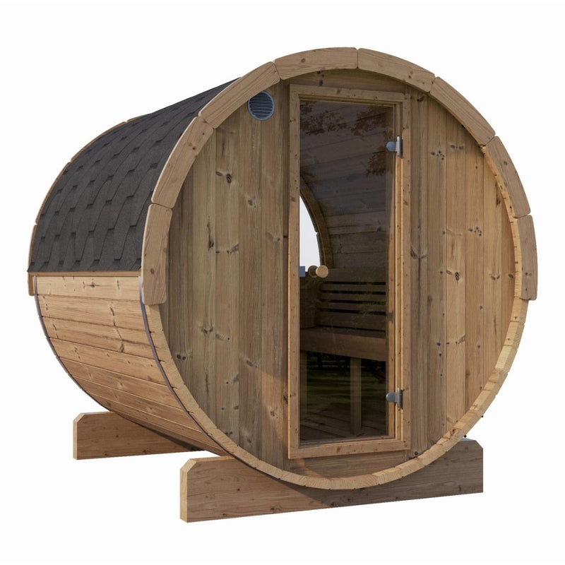SaunaLife ERGO Series E6W Outdoor Barrel Sauna for 3 People (With Rear Window)
