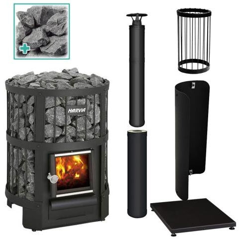 Harvia Legend 150 Sauna Stove Package - Black (16kW Wood-Burning Stove + 6 Accessories)