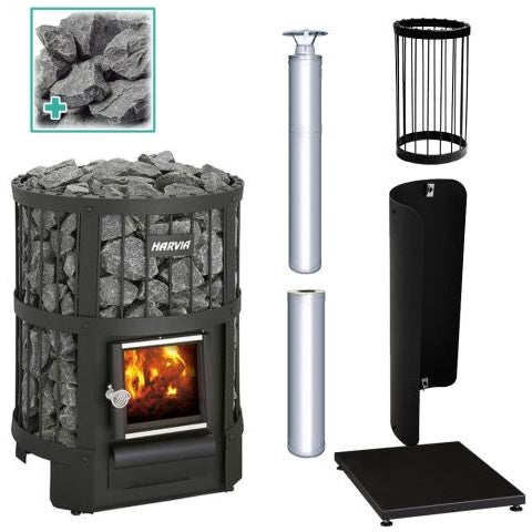 Harvia Legend 150 Sauna Stove Package - Black (16kW Wood-Burning Stove + 6 Accessories)