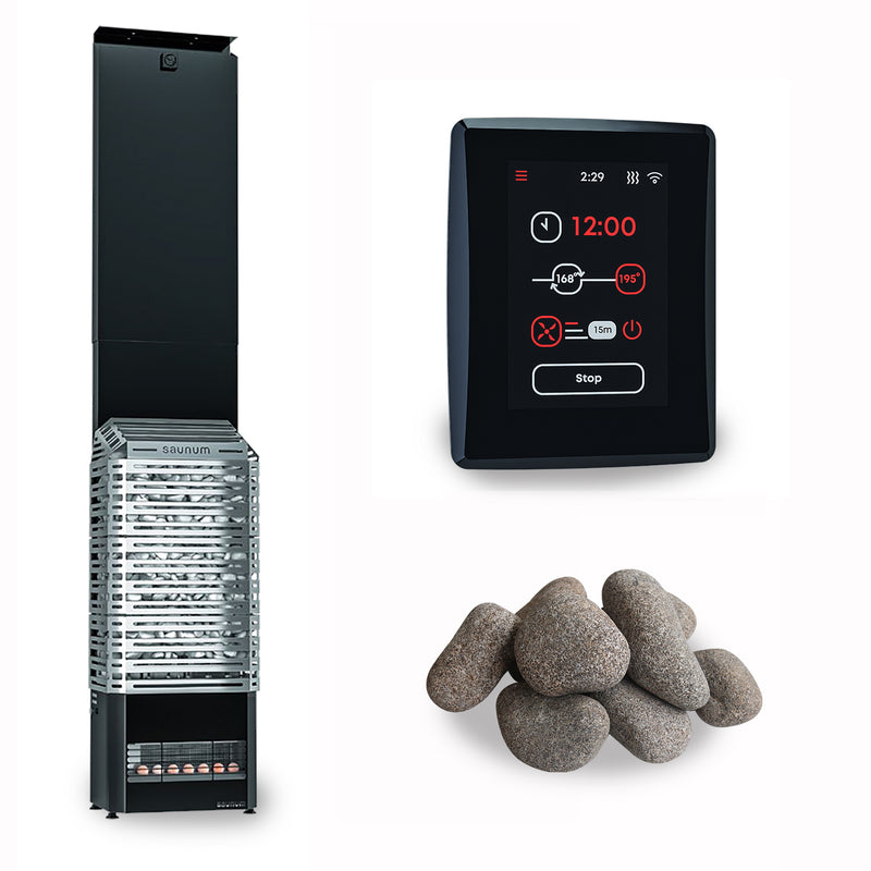 Saunum Air 7 Sauna Heater Package (6.4kW Stainless Steel Heater + AirIQ Wi-Fi Control Unit + Stones)