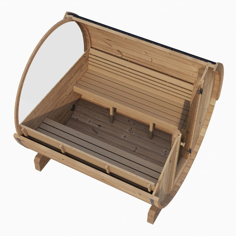 SaunaLife ERGO Series E7W Outdoor Barrel Sauna for 4 People (With Rear Window)