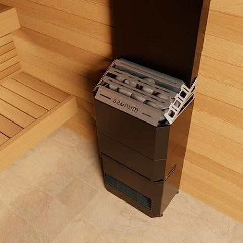 Saunum Air 7 Sauna Heater Package (6.4kW Black Heater + AirIQ Wi-Fi Control Unit + Stones)