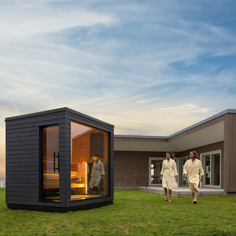 SaunaLife Garden Series G6 Pre-Assembled Outdoor Sauna for 5 People (With All-Glass Front & Door on Right)