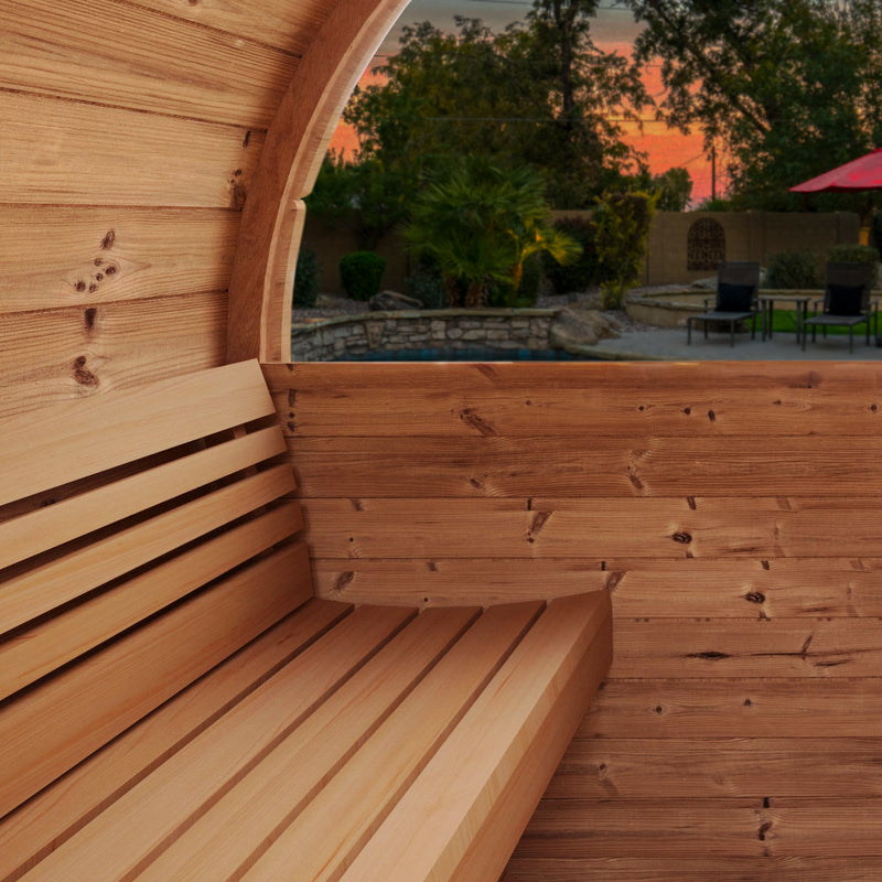 SaunaLife ERGO Series E6W Outdoor Barrel Sauna for 3 People (With Rear Window)