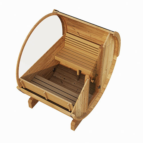 SaunaLife ERGO Series E7W Outdoor Barrel Sauna for 4 People (With Rear Window)