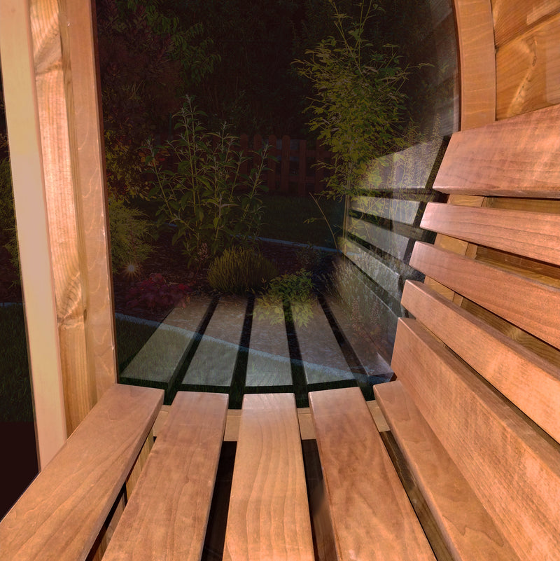 SaunaLife ERGO Series E7G Outdoor Barrel Sauna for 4 People (With All-Glass Front)