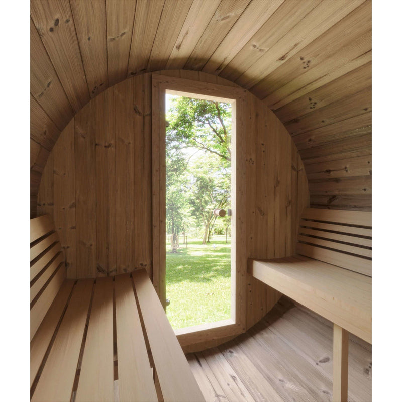 SaunaLife ERGO Series E7W Outdoor Barrel Sauna for 4 People (With Rear Window)