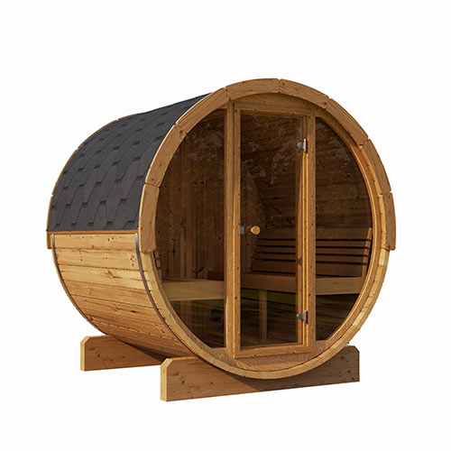 SaunaLife ERGO Series E8G Outdoor Barrel Sauna for 6 People (With All-Glass Front)
