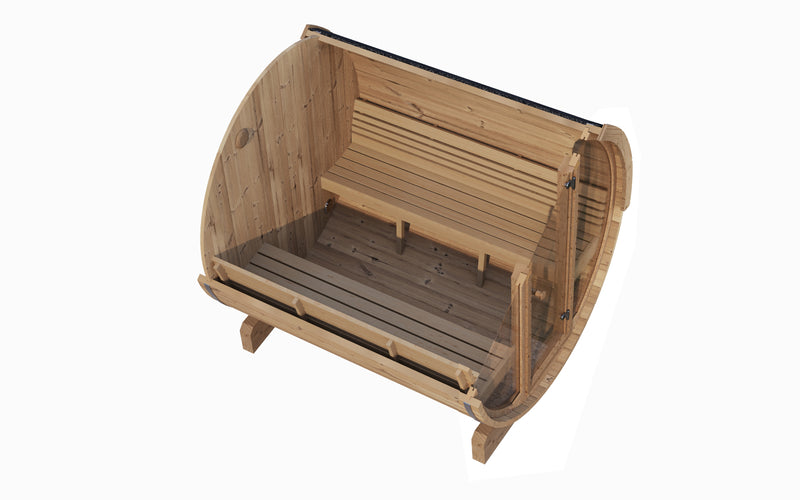 SaunaLife ERGO Series E8G Outdoor Barrel Sauna for 6 People (With All-Glass Front)