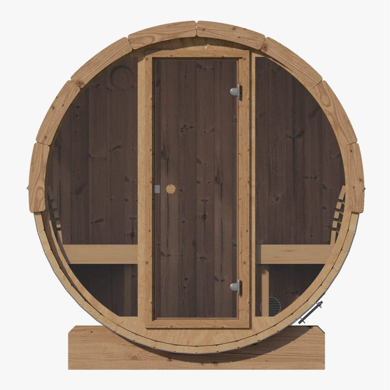 SaunaLife ERGO Series E7G Outdoor Barrel Sauna for 4 People (With All-Glass Front)