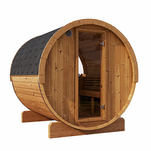 SaunaLife ERGO Series E7W Outdoor Barrel Sauna for 4 People (With Rear Window)