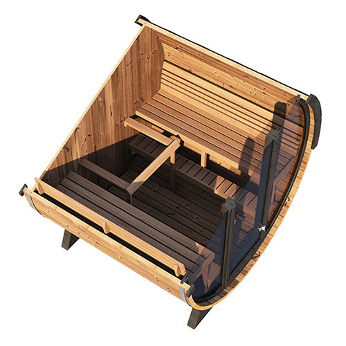 SaunaLife ERGO Elegance Series EE8G Outdoor Barrel Sauna for 6 People (With All-Glass Front)