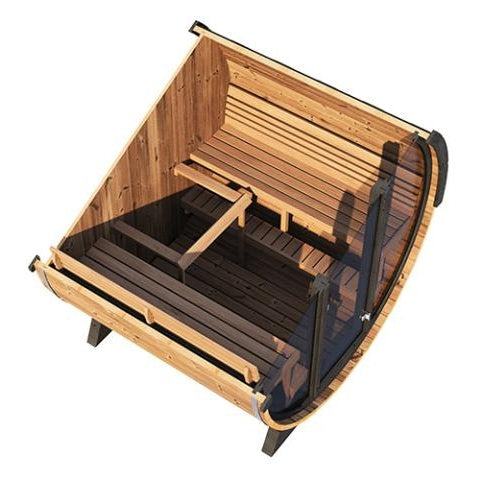 SaunaLife ERGO Elegance Series EE8G Outdoor Barrel Sauna for 6 People (With All-Glass Front)