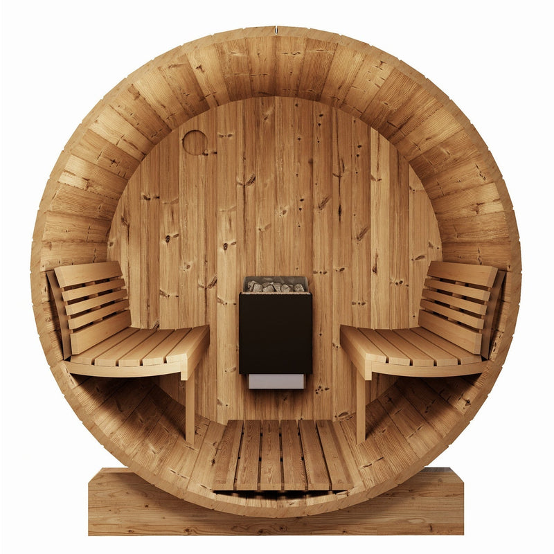 SaunaLife ERGO Series E7G Outdoor Barrel Sauna for 4 People (With All-Glass Front)