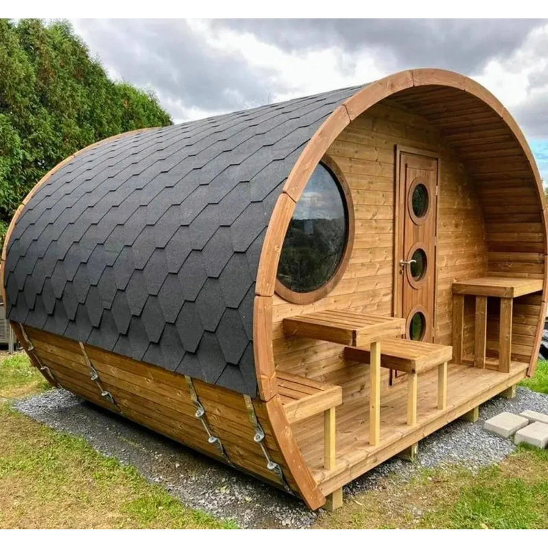 SaunaLife Garden Series G11 Outdoor Sauna for 8 People (With Front Porch)