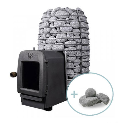 HUUM Hive Heat 12 LS Sauna Stove Package (12.0kW Wood-Burning Stove + Firebox Extension + Stones)
