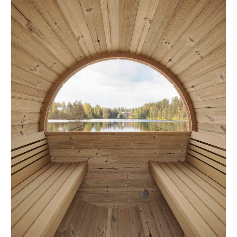 SaunaLife ERGO Series E7W Outdoor Barrel Sauna for 4 People (With Rear Window)