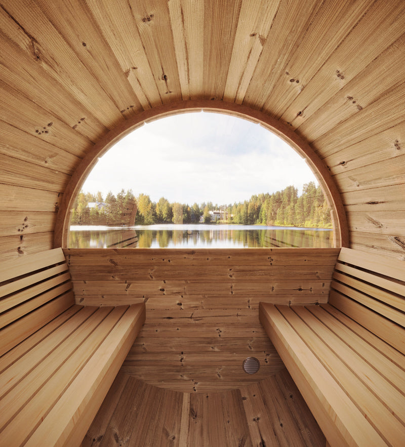 SaunaLife ERGO Series E7W Outdoor Barrel Sauna for 4 People (With Rear Window)
