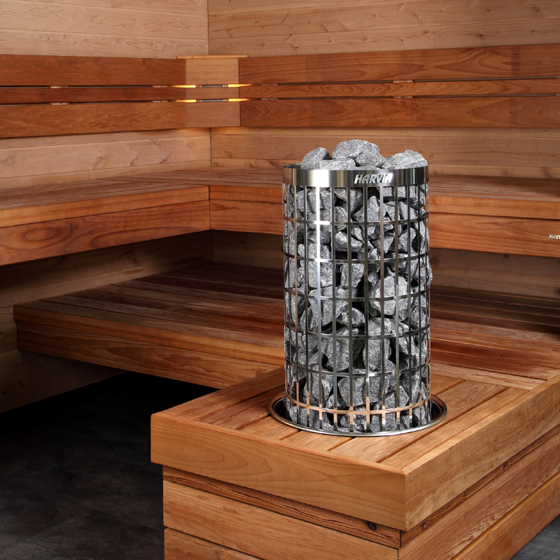Harvia Cilindro PC60E Sauna Heater Package (6.0kW Stainless Steel Heater + Control Unit + Stones)