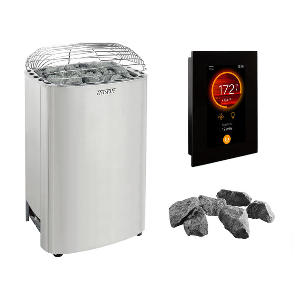 Harvia Club K12.5G Sauna Heater Package (12.5kW Stainless Steel 240V Heater + Control Unit + Stones)