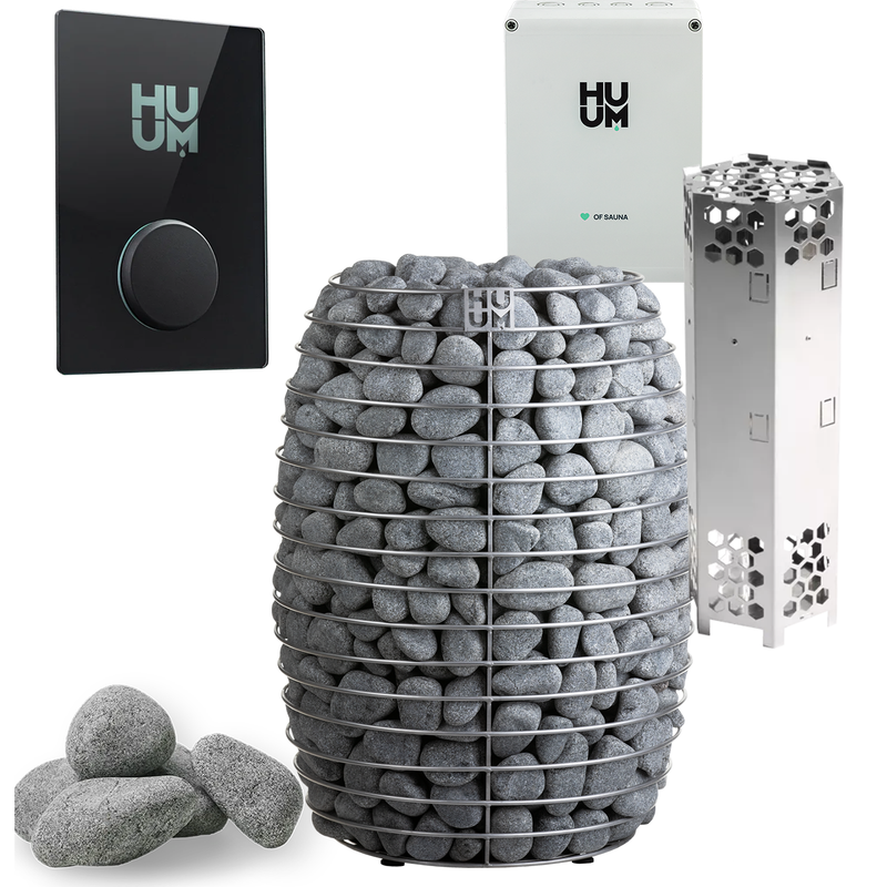 HUUM Hive 12 Sauna Heater Package (12.0kW Heater + Control Unit + Extension Box + Stones)