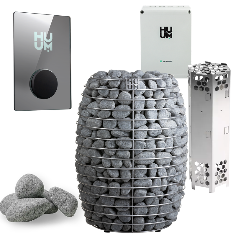 HUUM Hive 18 Sauna Heater Package (18.0kW Heater + Control Unit + Extension Box + Stones)