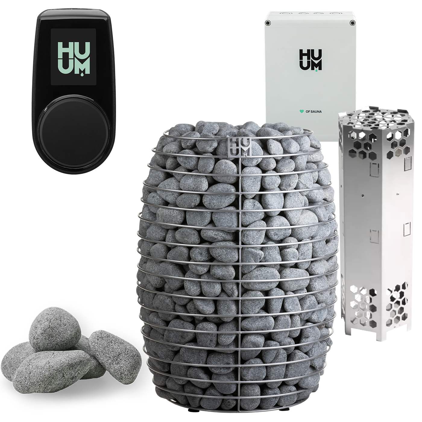 HUUM Hive 18 Sauna Heater Package (18.0kW Heater + Control Unit + Extension Box + Stones)