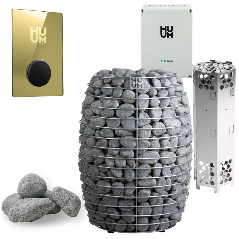 HUUM Hive 15 Sauna Heater Package (15.0kW Heater + Control Unit + Extension Box + Stones)