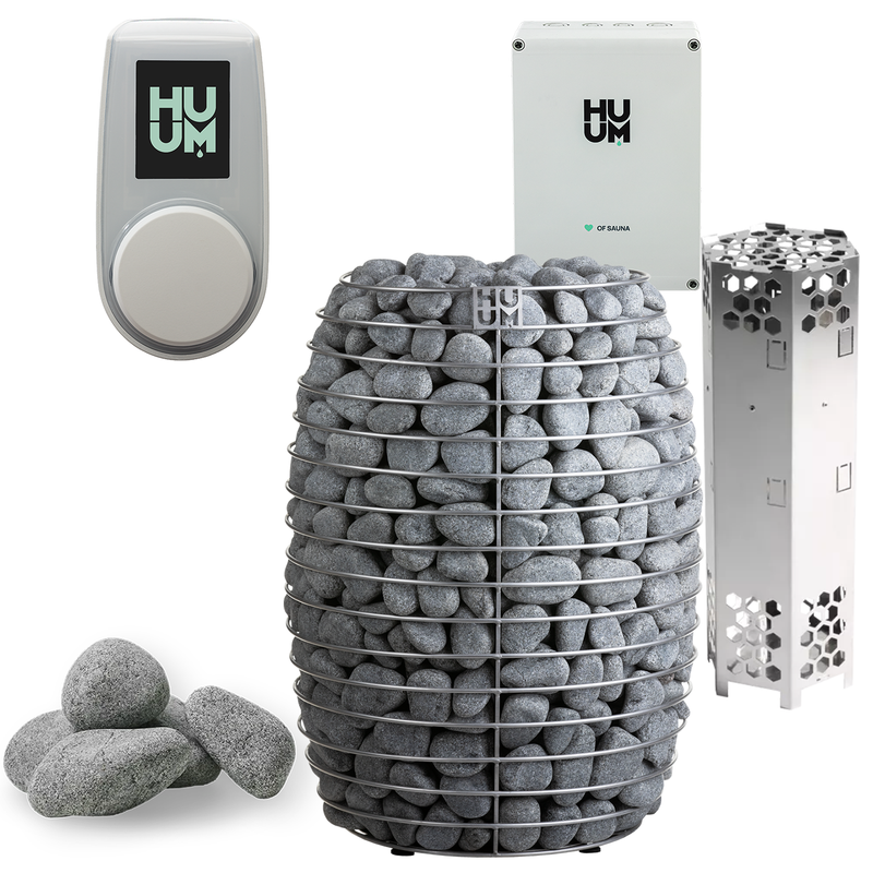 HUUM Hive 12 Sauna Heater Package (12.0kW Heater + Control Unit + Extension Box + Stones)