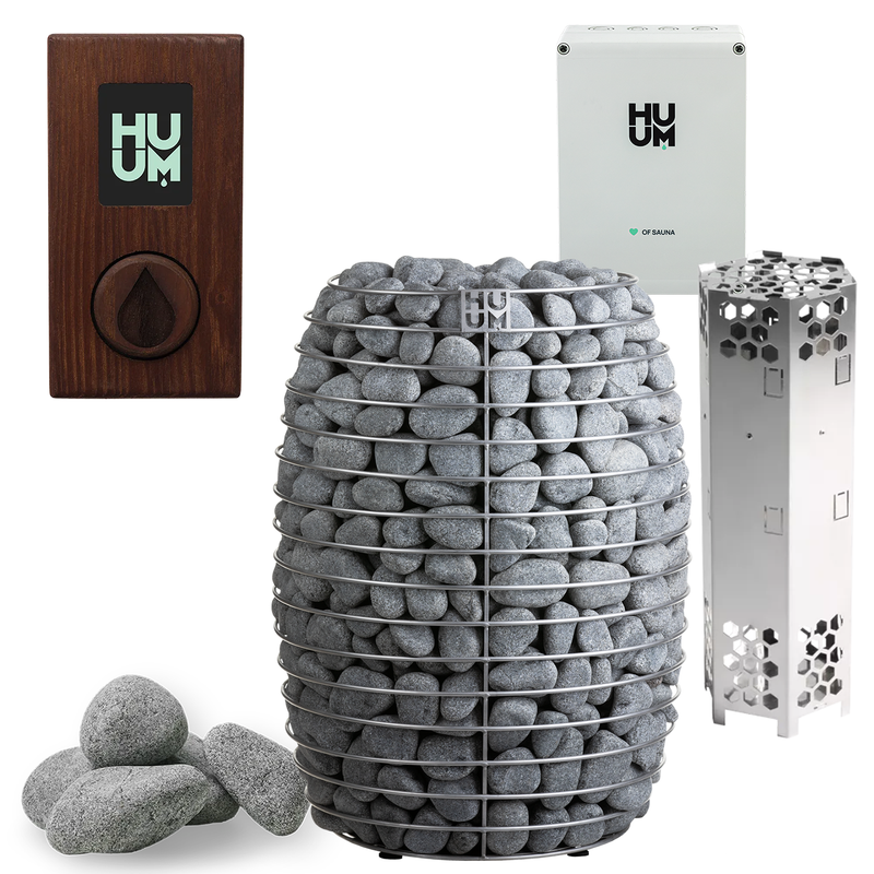 HUUM Hive 18 Sauna Heater Package (18.0kW Heater + Control Unit + Extension Box + Stones)