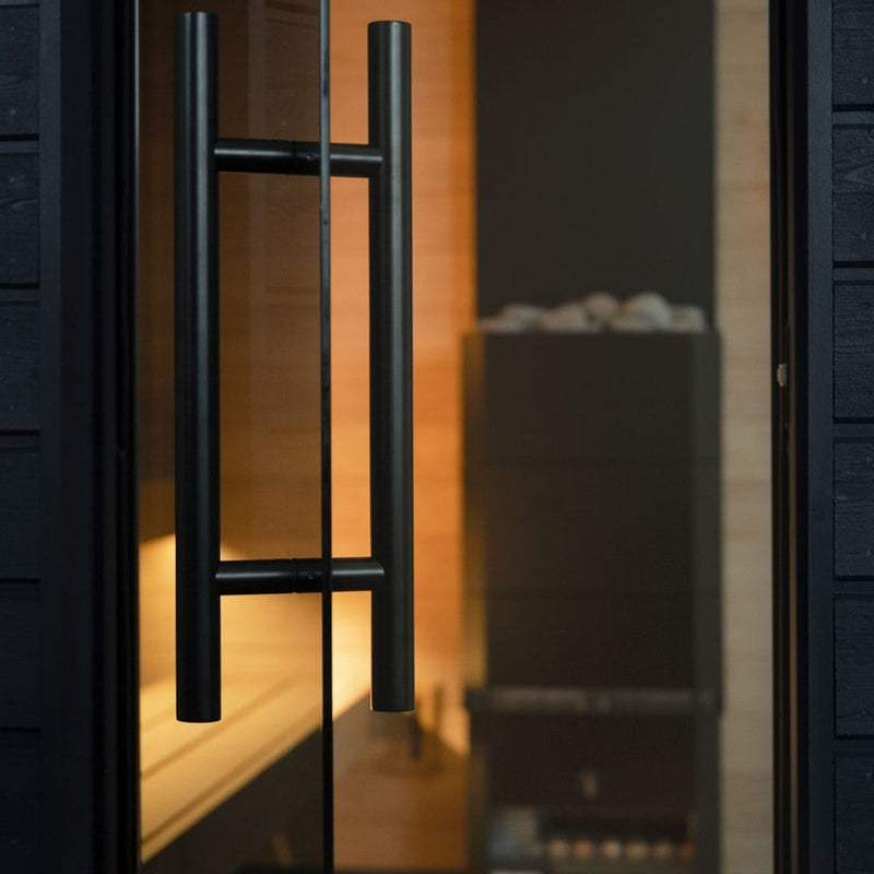 SaunaLife Garden Series G6 Pre-Assembled Outdoor Sauna for 5 People (With All-Glass Front & Door on Right)