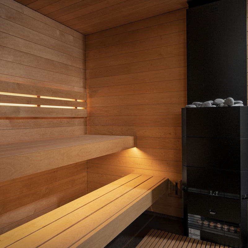 SaunaLife Garden Series G6 Pre-Assembled Outdoor Sauna for 5 People (With All-Glass Front & Door on Right)