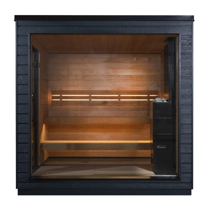 SaunaLife Garden Series G6 Pre-Assembled Outdoor Sauna for 5 People (With All-Glass Front & Door on Right)