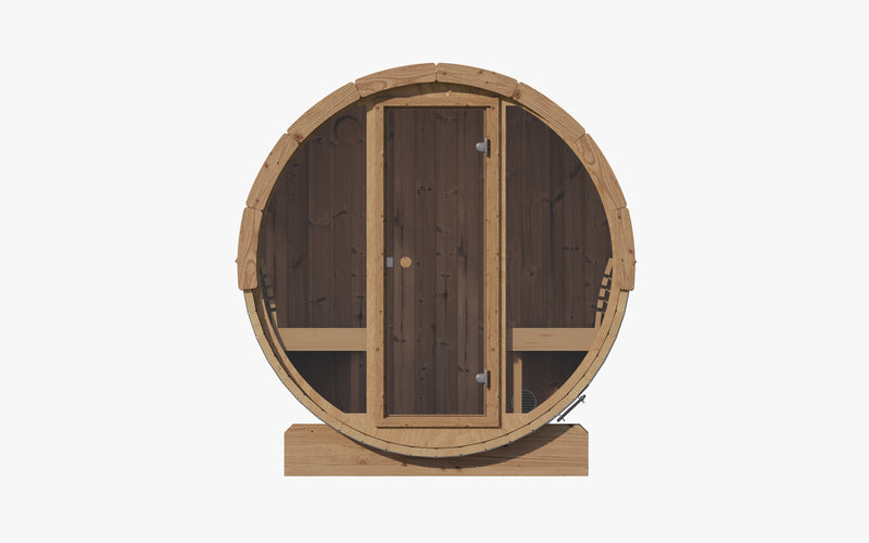SaunaLife ERGO Series E7G Outdoor Barrel Sauna for 4 People (With All-Glass Front)