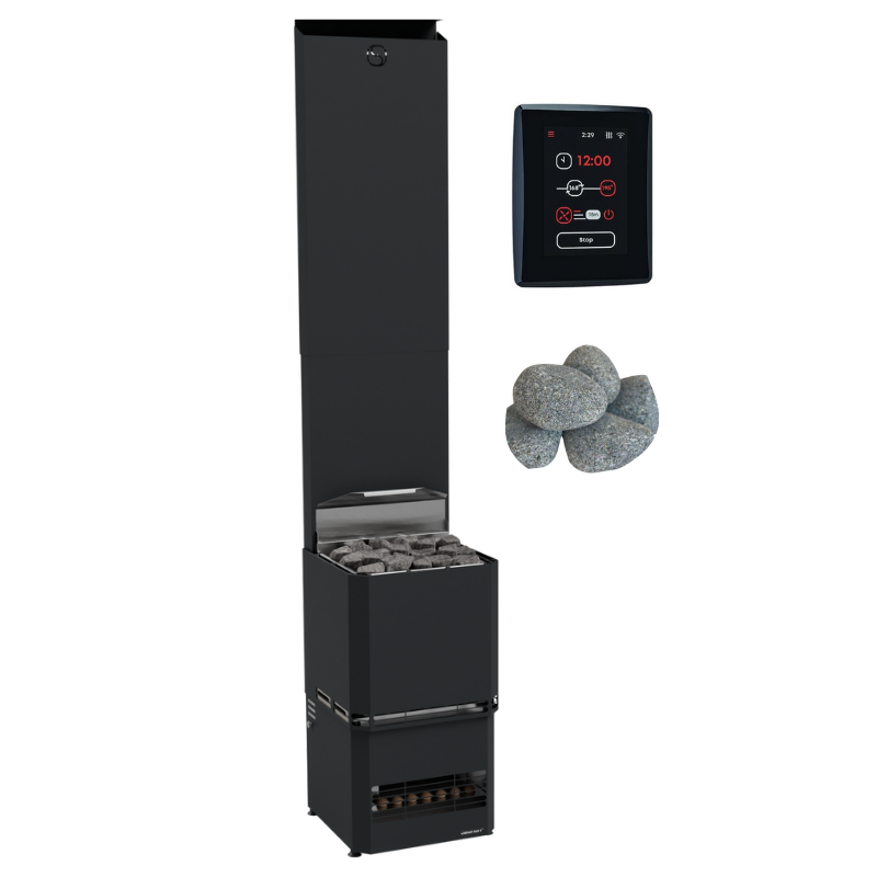 Saunum Air L 10 Sauna Heater Package (9.8kW Black Heater + AirIQ Wi-Fi Control Unit + Stones)