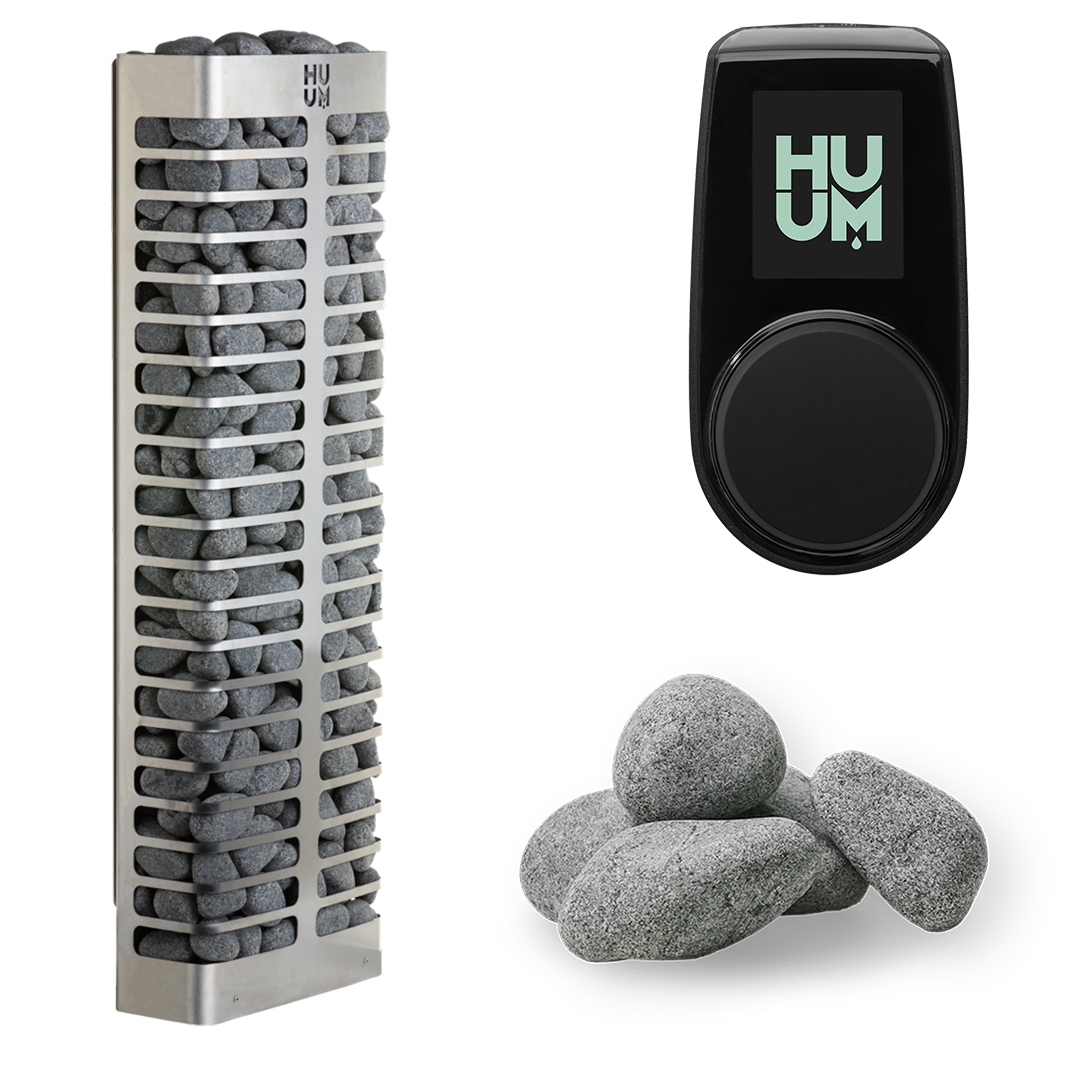 HUUM Steel Mini 4 Sauna Heater Package (3.5kW Heater + Control Unit + Stones)