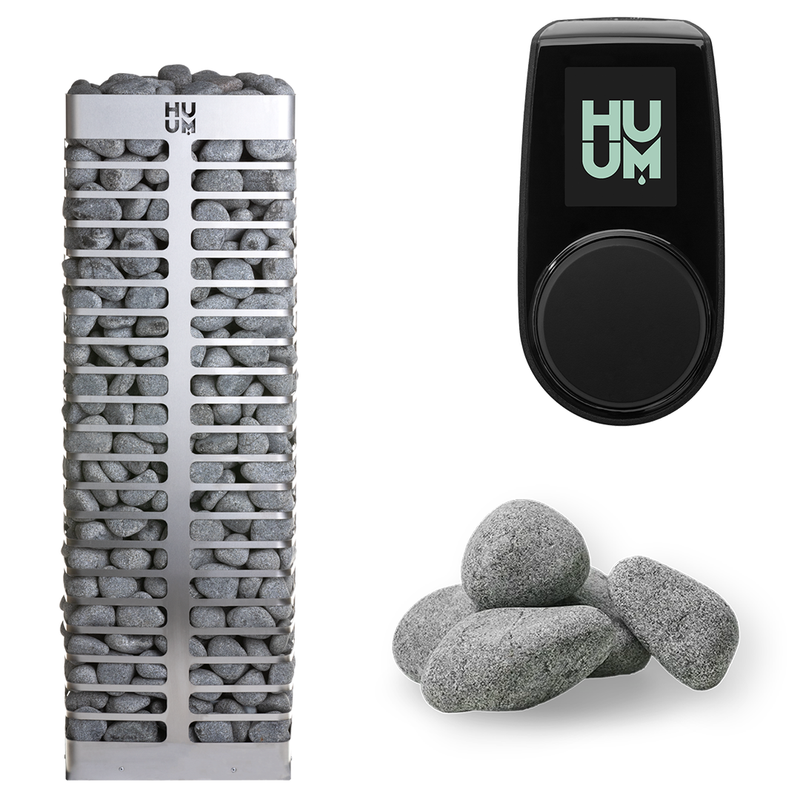 HUUM Steel 9 Sauna Heater Package (9.0kW Electric Heater + Control Unit + Stones)