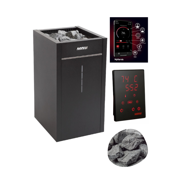 Harvia Virta Combi HL90SA Sauna Heater Package (9.0kW Electric Heater + Control Unit + Stones)