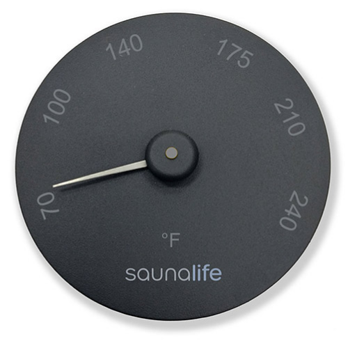 SaunaLife SaunaGear Thermometer Fahrenheit Thermometer, Round, Black
