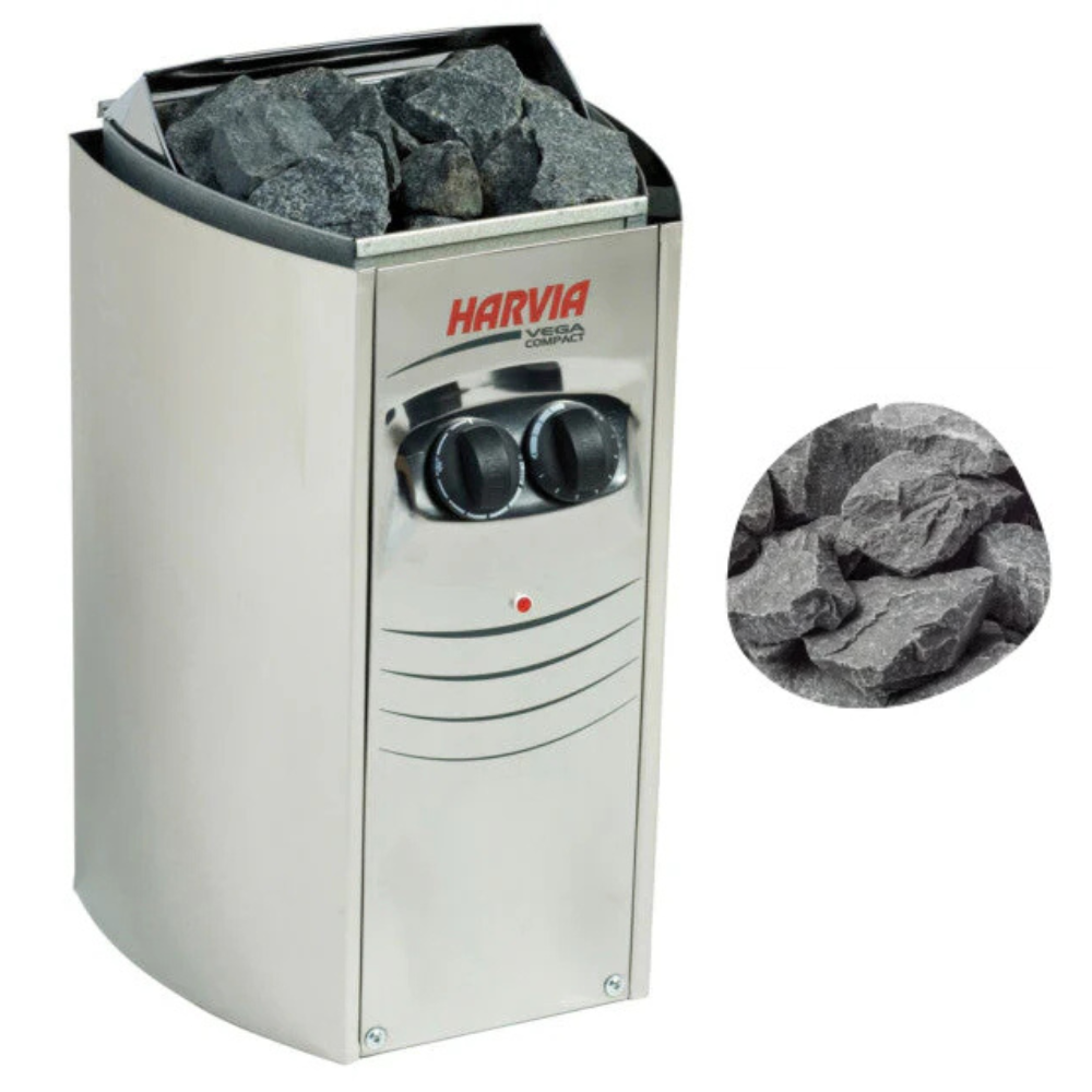 Harvia Vega 1.7 Sauna Heater Package (1.7kW Electric 120V Heater w/ Built-In Controls + Stones)