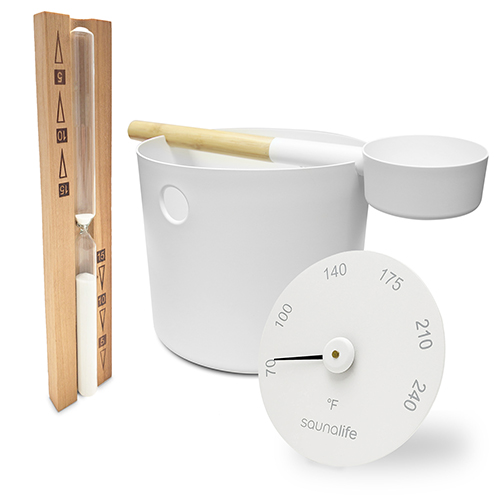 Bucket and Ladle Package 2 Timer, Thermometer w/Premium Bucket & Ladle - Sauna Accessory Package
