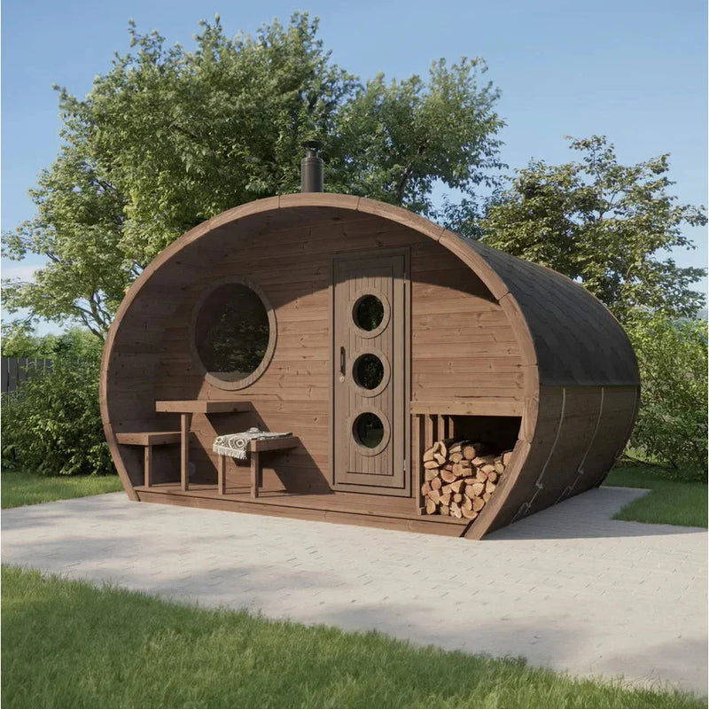 SaunaLife Garden Series G11 Outdoor Sauna for 8 People (With Front Porch)