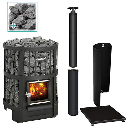 Harvia Legend 150 Sauna Stove Package - Black (16kW Wood-Burning Stove + 6 Accessories)