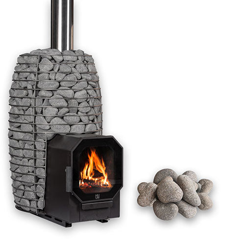 HUUM Hive Flow LS Sauna Stove Package (9.8kW Wood-Burning Stove + Firebox Extension + Stones)