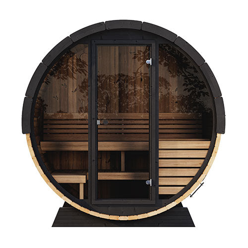 SaunaLife ERGO Elegance Series EE6G Outdoor Barrel Sauna for 4 People (With All-Glass Front)