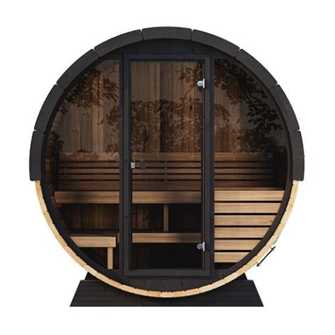 SaunaLife ERGO Elegance Series EE6G Outdoor Barrel Sauna for 4 People (With All-Glass Front)