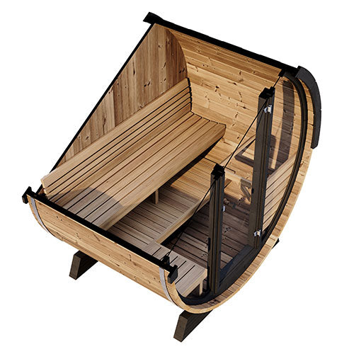SaunaLife ERGO Elegance Series EE6G Outdoor Barrel Sauna for 4 People (With All-Glass Front)
