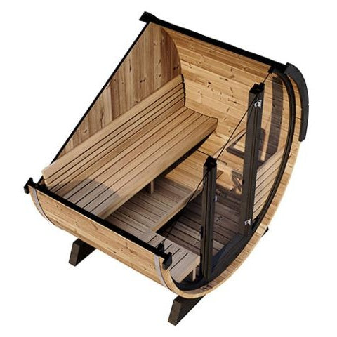 SaunaLife ERGO Elegance Series EE6G Outdoor Barrel Sauna for 4 People (With All-Glass Front)