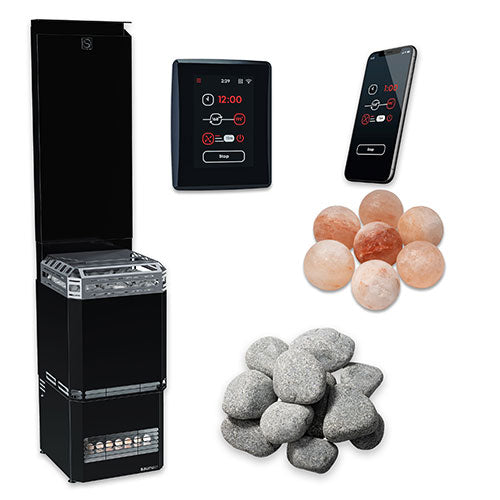 Saunum Air L 15 Sauna Heater Package (15.2kW Black Heater + AirIQ Wi-Fi Control Unit + Stones)